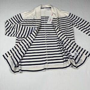 Vineyard Vines Dreamcloth Striped Cardigan L 14 Marsh Navy Open Front Pockets
